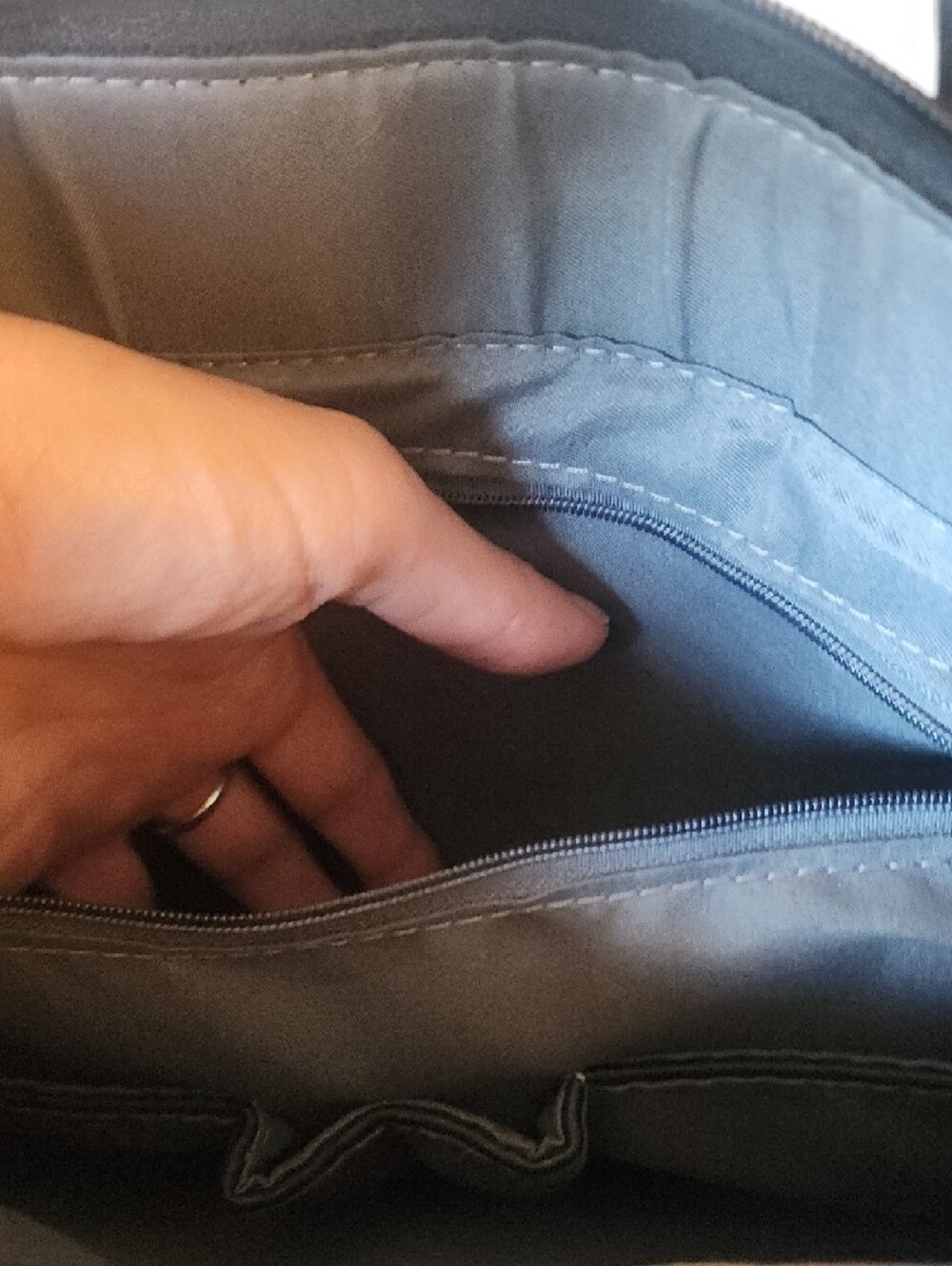 Black Faux Leather Laptop Tote with Front Pocket - Picture 7 of 16